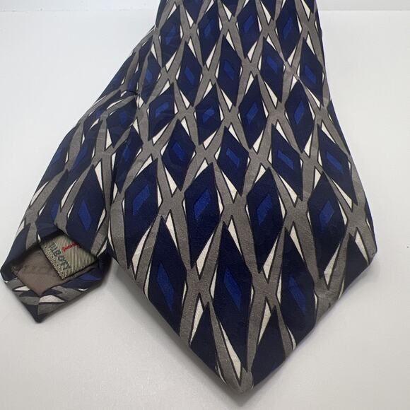 ROBERT TALBOTT STUDIO For Peter Richard Silk Tie ART DECO GEOMETRIC Blue Gray - Picture 2 of 12
